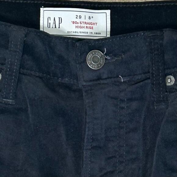 Gap 90’s High Rise Straight Leg Corduroy Black Pants Sz 29/8P - Picture 7 of 9